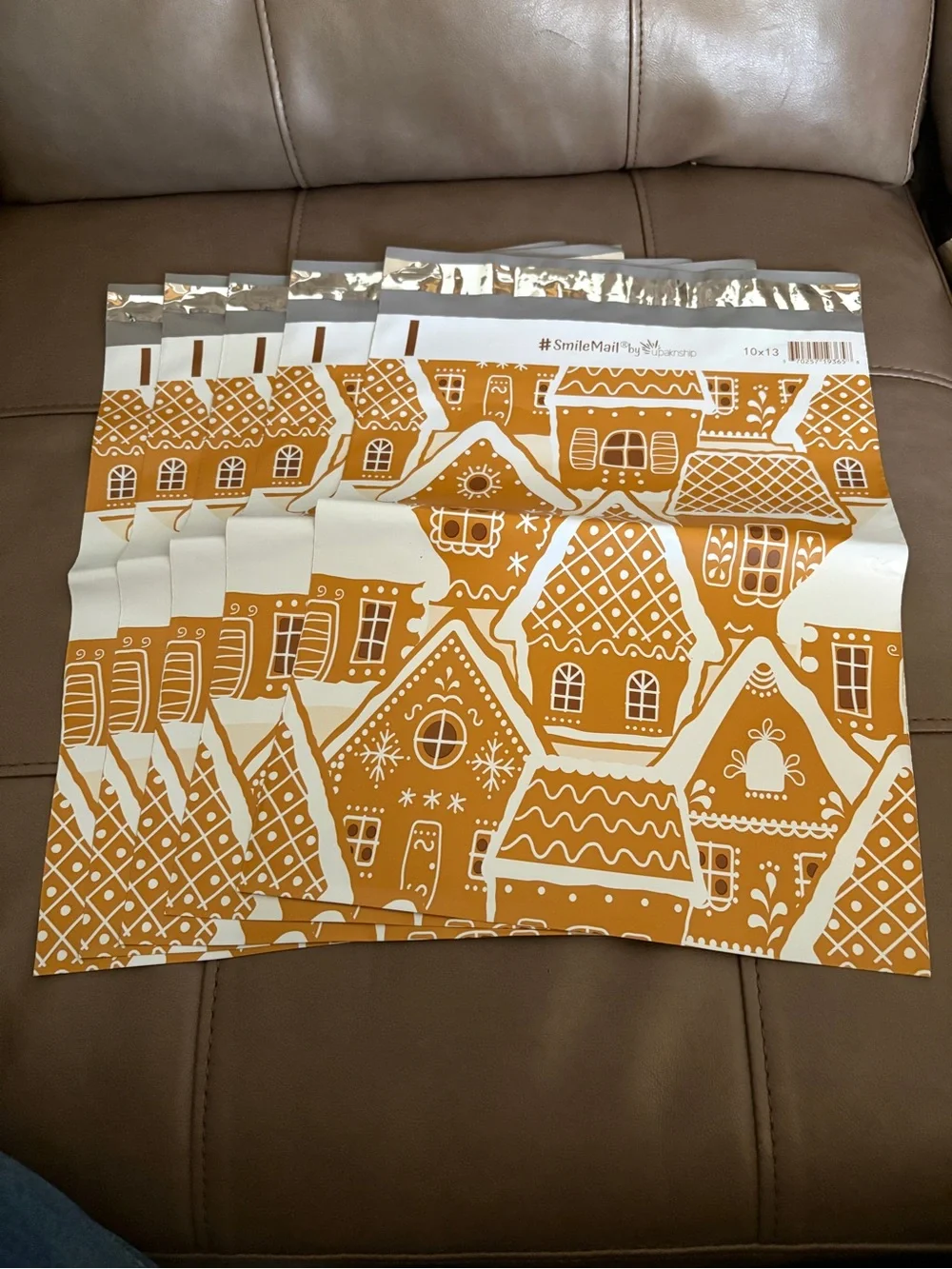 Gold Gingerbread Village Mailer Bags by - Pack of 10